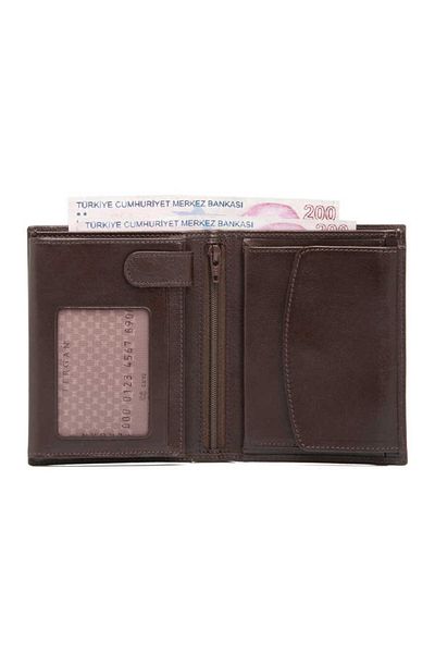 Tergan Мъжки портфейл от естествена кожа кафяв - S1ce00001247-b07