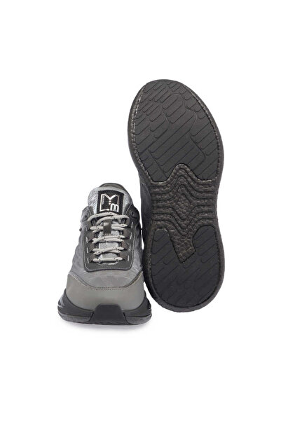 Tergan Gri Deri-Tekstil Erkek Sneaker - E23S1AY56384-S1P