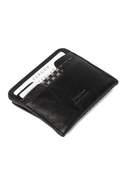 Tergan Black Genuine Leather Unisex Credit Card Holder - S1Kk 00001581 -A97