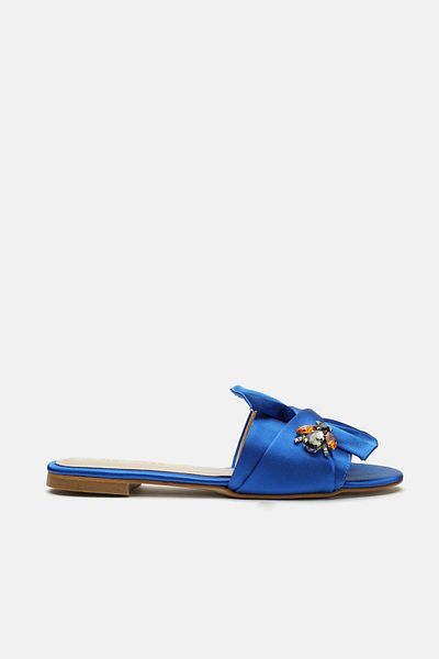 carweza Bee Maya Sax Satin Flat Sole Women's Slippers