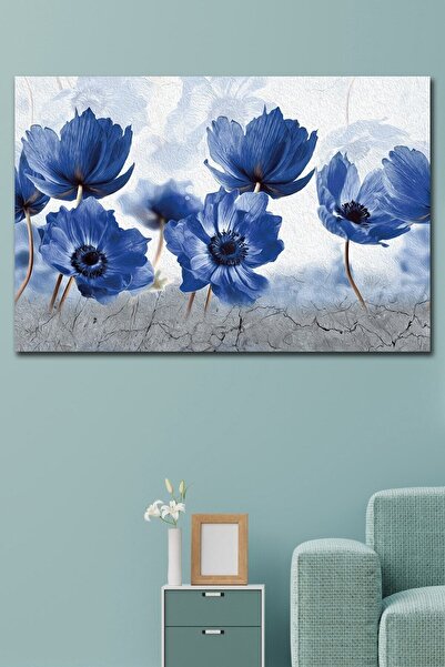 Hediyeler Kapında Fleurs Bleues Dekoratif Kanvas Tablo