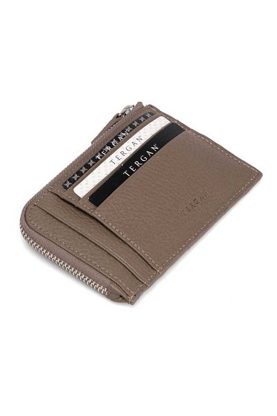 Tergan Θήκη πιστωτικής κάρτας Unisex Γνήσιο Δερμάτινο Μπεζ - S1kk 00000265 -b73