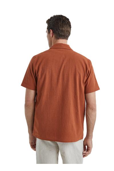 Blackspade Ανδρικό λινό πουκάμισο 40456 - Καφέ