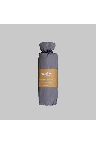 Sarev 140X200 cm 2 Pieces Anthracite Single Cotton Pillowcase Fitted Sheet Set