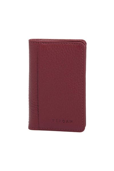 Tergan Claret Red Genuine Leather Unisex Credit Card Holder - S1Kk 00001601 -N7I