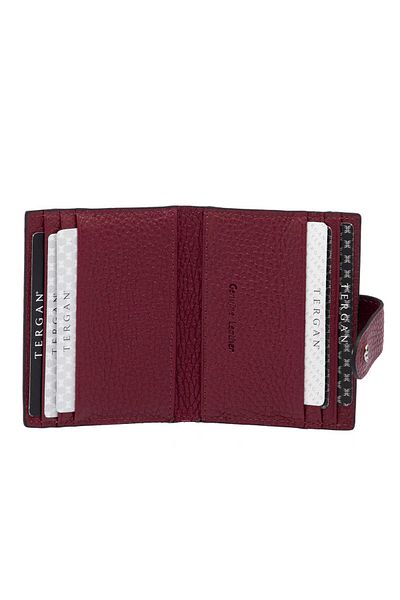 Tergan Claret Red Genuine Leather Men's Credit Card Holder - S1Kk 00001617 -M71