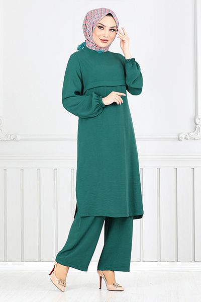 ModaMerve Σετ Aerobin με πλαϊνό σχίσιμο 2625SL890-M Emerald