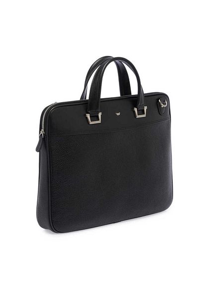 Tergan Black Genuine Leather Men's Briefcase - S1Ev 00021252 -D3H