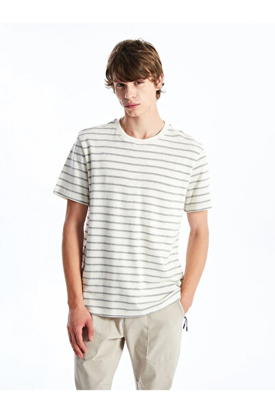 LC Waikiki XSIDE Антрацит Велосипедна комір Короткий рукав Смугастий Футболка для чоловіків