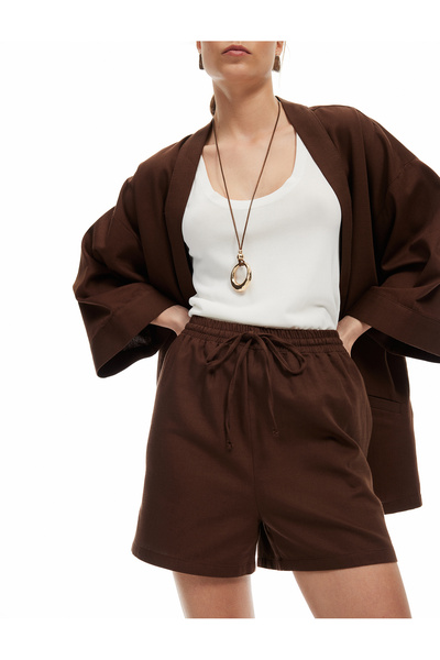 Koton Pamuklu Regular Fit Cepli Beli Bağcıklı Kısa Şort
