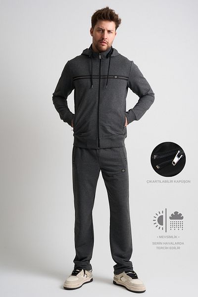 Shooter Sportswear Κλασικό ανδρικό σετ αθλητικής φόρμας Άνετη εφαρμογή με αφαιρούμενη κουκούλα