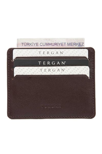 Tergan Κάτοχος πιστωτικής κάρτας Unisex από γνήσιο δέρμα καφέ - S1kk 00001050 -d06
