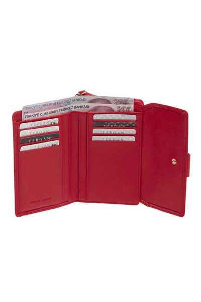 Tergan Red Leather Women's Wallet - S1Cb 00005813 -A86