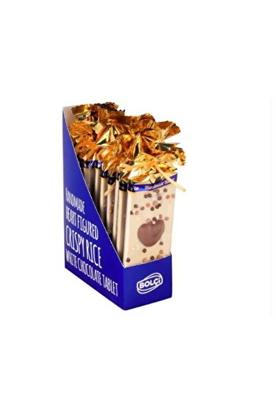 Bolçi Kalp Desenli - Pirinç Patlaklı Beyaz Tablet Çikolata 60g