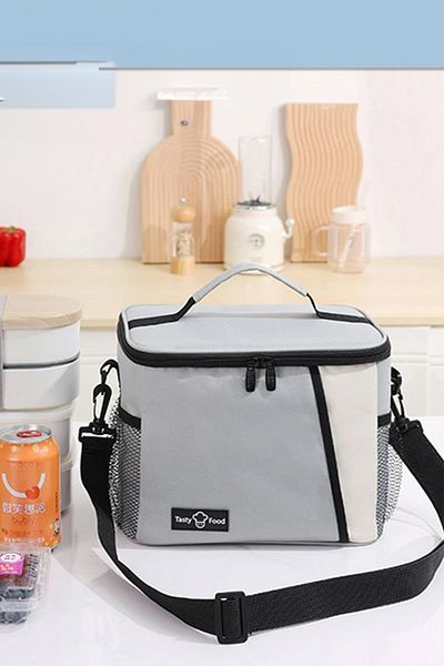 YOYOSO Waterproof Heat Insulated Soft Gray 9L Meal Bag with Adjustable Shoulder Strap 65X38X48 cm