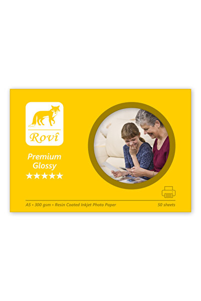 ROVİ Rovi Premium Parlak Fotoğraf Kağıdı 300gsm 50yp A5