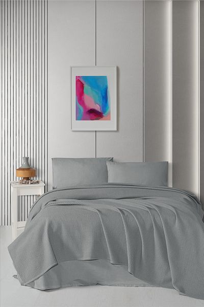 CEMETEKS FİRUZE Seamless Closure for Sheets and Pillowcases with Cotton Double Pique Set