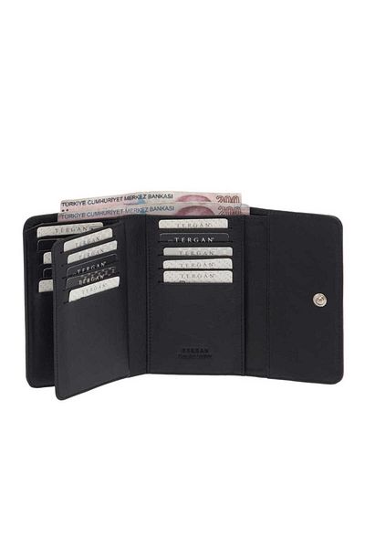 Tergan Women's Black Leather Wallet - S1Cb 00005788 -A85