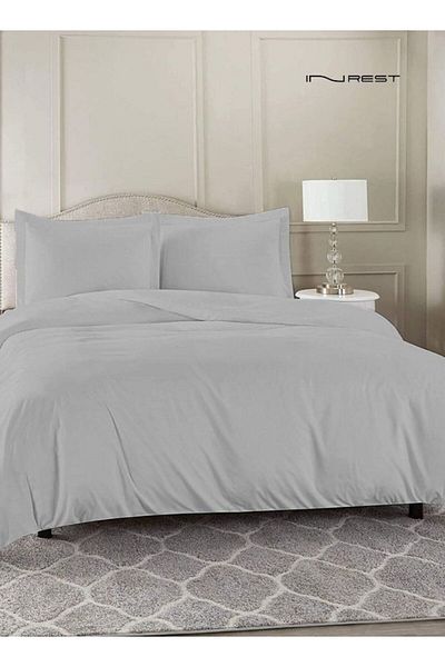 INREST Plain King Duvet Set (without filling) 100% Cotton 3 Pieces ( two pillow case with duvet cover)