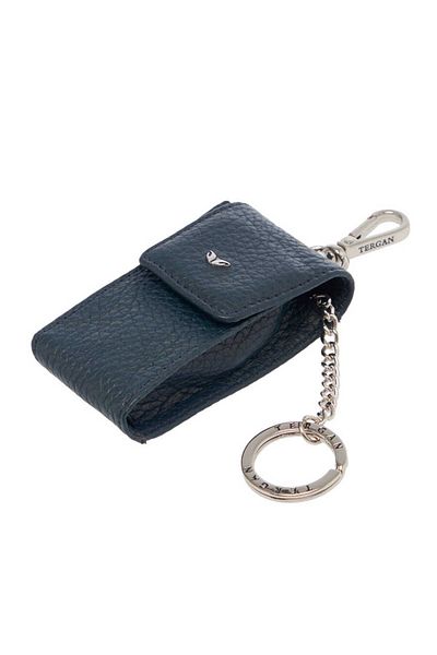 Tergan Navy Blue Genuine Leather Unisex Keychain - S1An 00000095 -A38