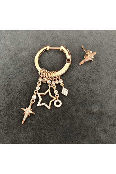 emy by emel luxury silver jewelry Rose Altın Kaplama Kutup Yıldızlı Sallantıl...