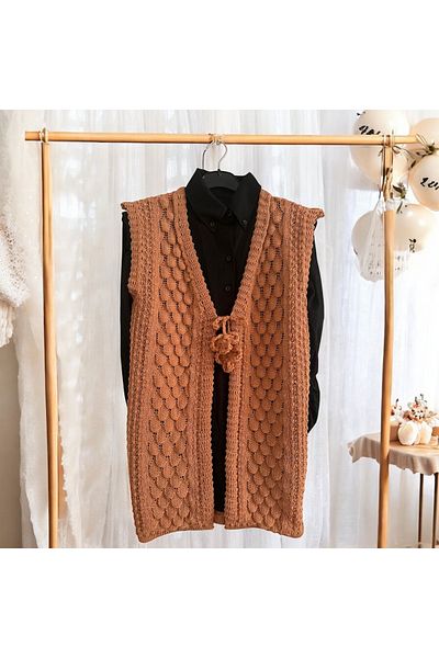 Çeyizcim Orange Knitwear - Glittery Knitted Vest