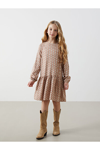 LC Waikiki Yeni Sezon Bisiklet Yaka Cicekli Kiz Cocuk Elbise - S52199Z4