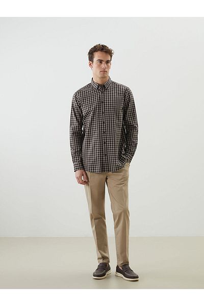 LC Waikiki Lcw Regular Fit Long Sleeve Plaid Gabardine Men's Shirt Fast Fashion