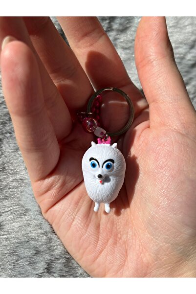 ZephiaStore Pets Movie Figures Bag Accessory Gidget White Dog Keychain