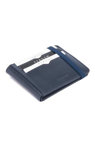 Tergan Navy Blue Genuine Leather Men's Credit Card Holder - S1Kk 00001600 -H86