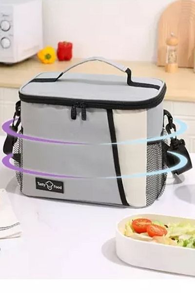 YOYOSO Waterproof Heat Insulated Soft Gray 9L Meal Bag with Adjustable Shoulder Strap 65X38X48 cm