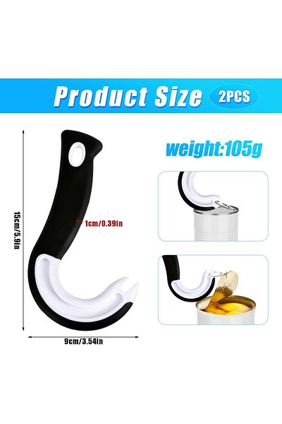 COOYA Ring Pull Can Opener, Easy to Open Can Opener Hook, J Shaped Lid Opener for Cans Tabs