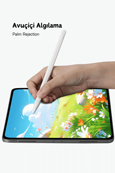 Fuchsia iPad A16 Cip 11 Nesil 2025 Uyumlu Avuç İçi Algılamayan Eğimle Çizim Kalınlığı Değişen Stylus Kalem