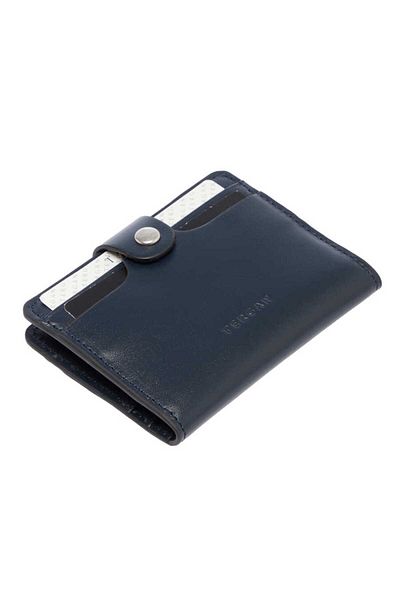 Tergan Navy Blue Genuine Leather Unisex Credit Card Holder - S1Kk 00001653 -O15