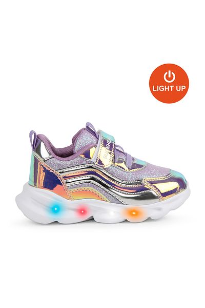 BUCKHEAD Buck4430 Glossy Shiny Lighted Casual Lilac Girls' Sneakers