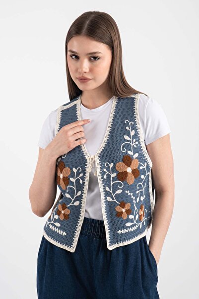 Hatun Atila HatunAtila Акриловий жилет з квітковим візерунком, індиго - 5155