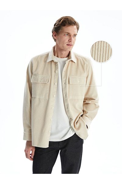 LC Waikiki Comfortable Fit Long Sleeve Velvet Men's Textured Shirt
