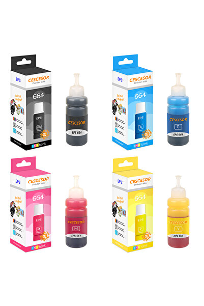 CESCESOR Epson 664 İçin 4 Renk Mürekkep Seti 4x70 ml