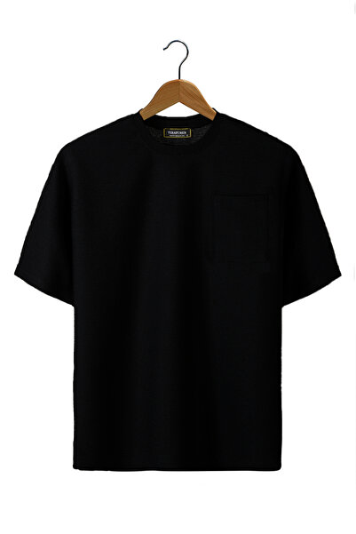 Terapi Men Tricou cu buzunare din țesătură neagră, cu croială supradimensionată