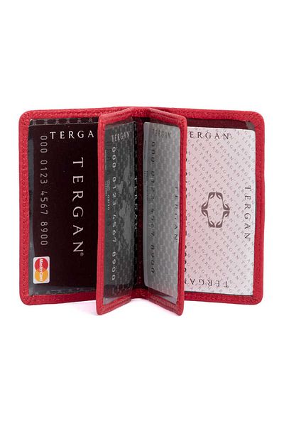 Tergan Red Genuine Leather Unisex Credit Card Holder - S1Kk00001601-B68