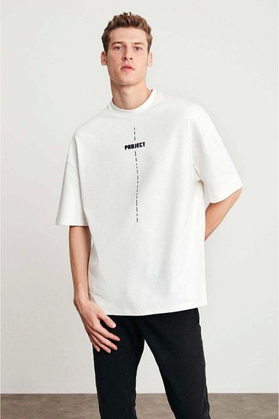JANES Λευκό μπλουζάκι Unisex Oversize με στάμπα