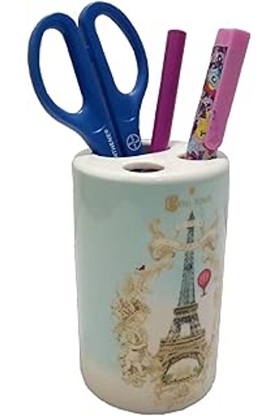 Bosphorus Homi Pen Holder Romantic Green Model Ceramic Office Supplies 7X7X11Cm
