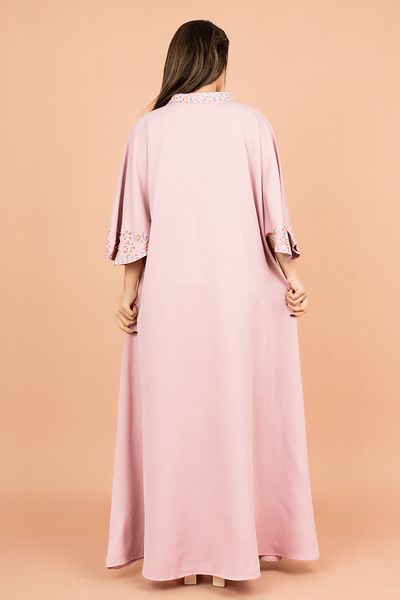 IKKXA FreeSize Solid Jalabiya with Intricate Embroidery