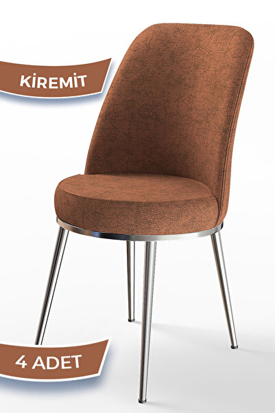 Canisa Concept Dexa Serisi Kiremit Renk 4 Adet Sandalye, Renk Kiremit, Ayakla...