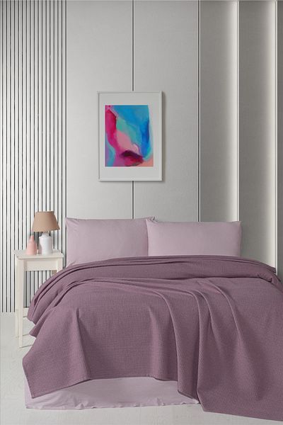 CEMETEKS FİRUZE Seamless Closure for Sheets and Pillowcases with Cotton Double Pique Set