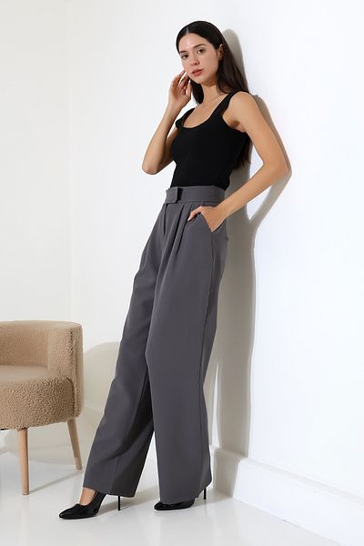 COCOCİX Wide Leg Snap Fastener Model Fabric Trousers