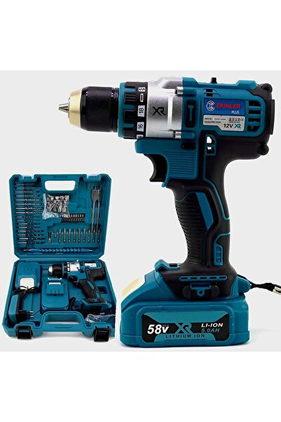 EKİNLER Xr Darbesiz Çift Batarya 58vf 5ah Şarjlı Matkap Seti EEA339