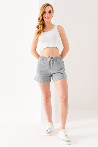 GİYSA Γυναικείο σορτς με ελαστική μέση με κορδόνια Karmelange - 25607