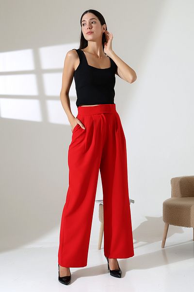 COCOCİX Wide Leg Snap Fastener Model Fabric Trousers