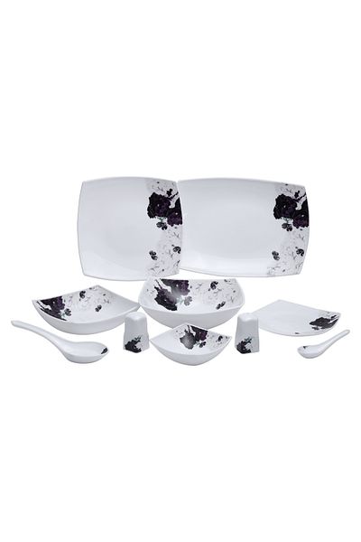 ROYALFORD 71 Piece Opal ware Dinner Set- RF9757| Includes Serving Plates, Dinner Plates